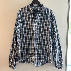 Abercrombie & Fitch Men's Long Sleeve Blue Plaid Button-Up Size XL